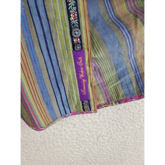 Robert Graham Dress Shirt Mens M Blue Green Red Colorful Striped Flip Cuffs LS - Picture 9 of 11